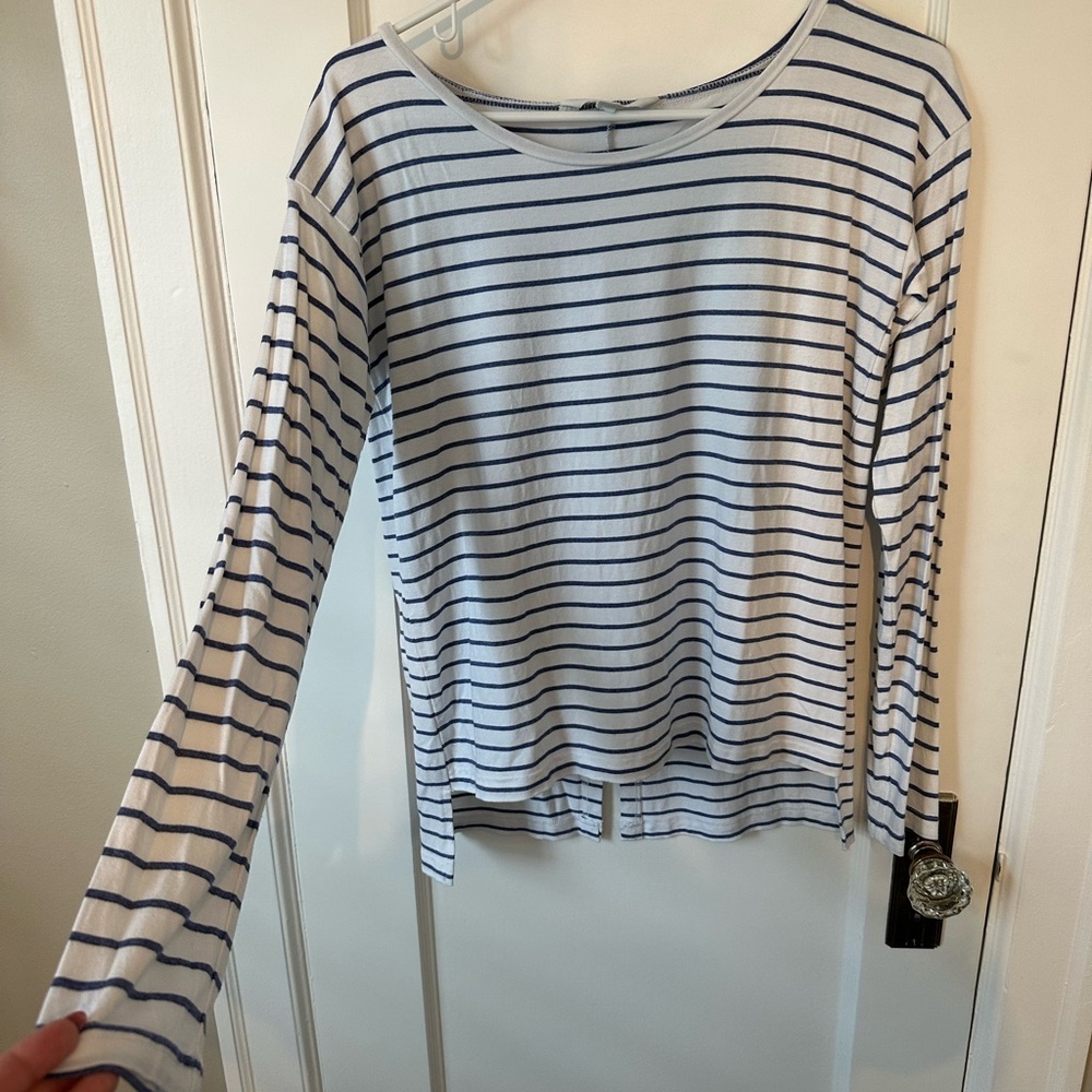 Women’s BB Dakota blue & white stripe long sleeve cotton shirt